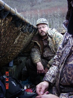 Me, sleeping instead of duck hunting, Alaska, October, 2004, Photo by D. Turner